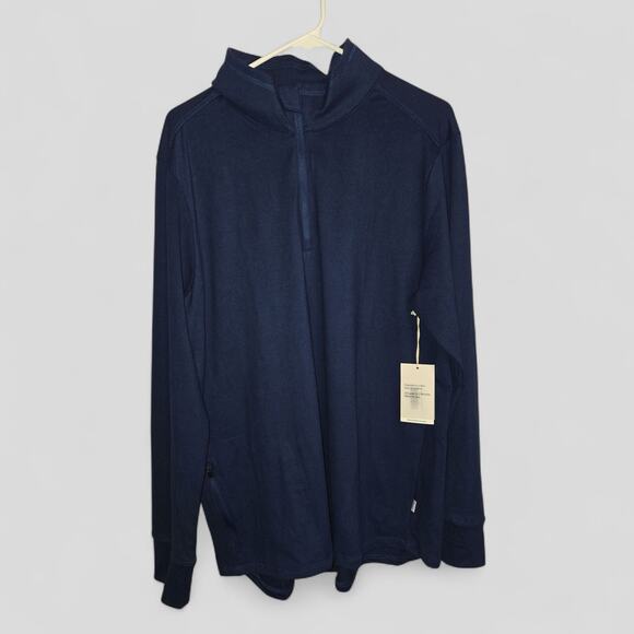FEAT NAVY BLUE HALF QUARTER ZIP LARGE -Unisex NWT - Picture 2 of 6